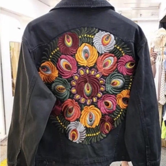 NWT Seven Black Denim Boho Distressed Jean Jacket - Picture 10 of 12